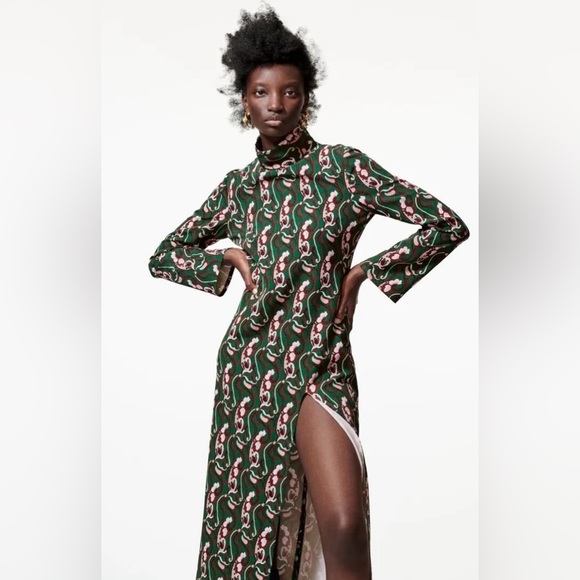 NWT ZARA Blogger’s Favorite High Neck Maxi Dress Size XS - Picture 4 of 13